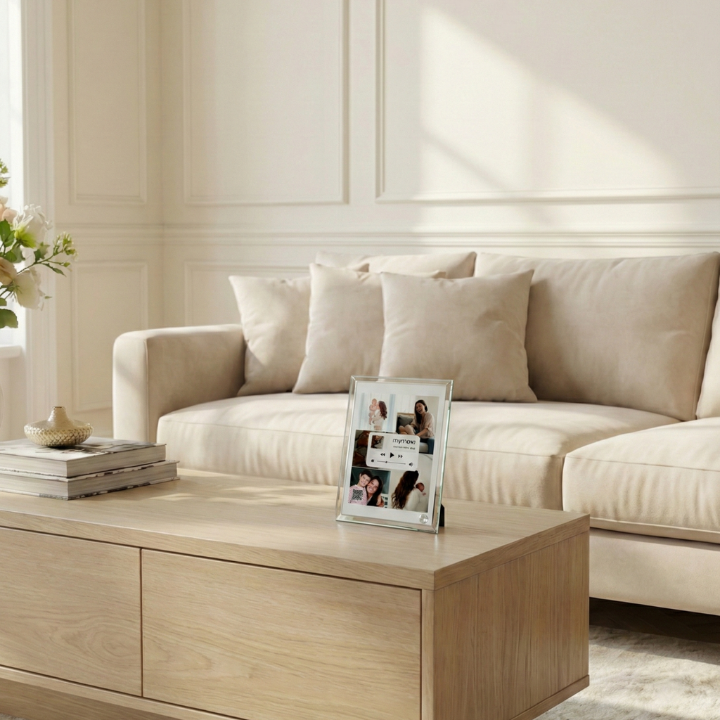 הפסקול שלנו - מעמד זכוכית מעוצב בהתאמה אישית