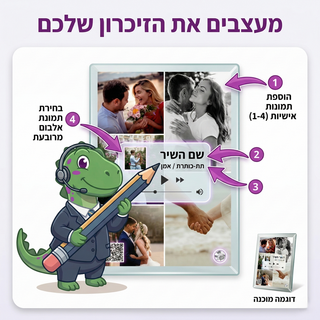 הפסקול שלנו - מעמד זכוכית מעוצב בהתאמה אישית