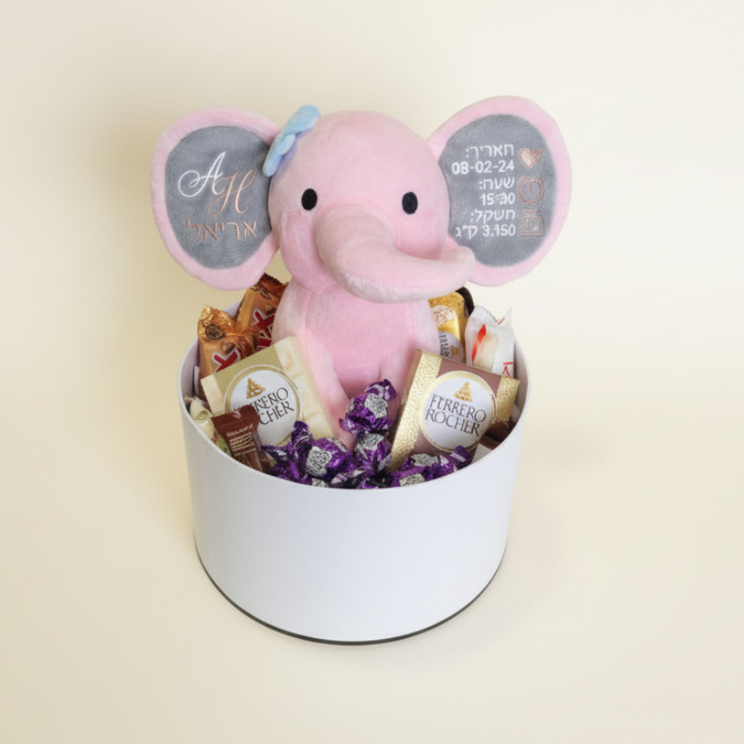 בובת פיל עם תעודת לידה לבן או לבת