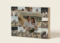בלוק עץ מעוצב עם קולאז תמונות אישיות