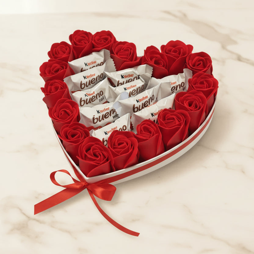 מגש לב עם פרחי סבון וקינדר בואנו | דינוס